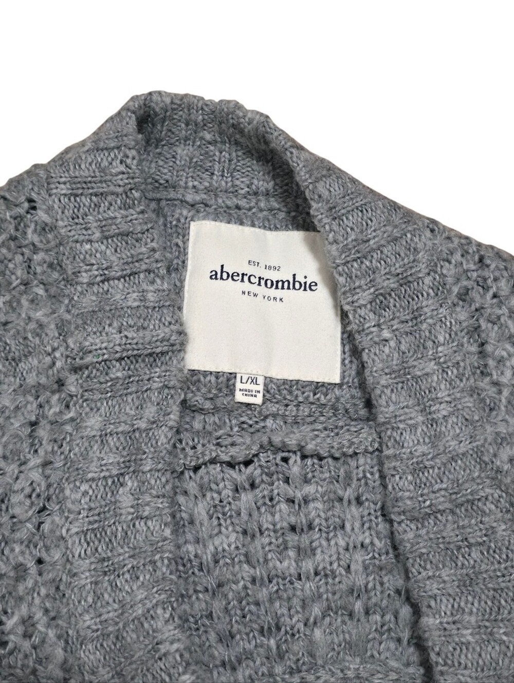 Abercrombie vintage grey knit wool blend fringe poncho with button detail - Picture 2 of 6